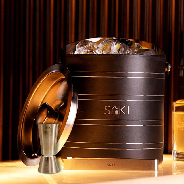 SAKI Gunmetal Stainless Steel Ice Bucket with Jigger