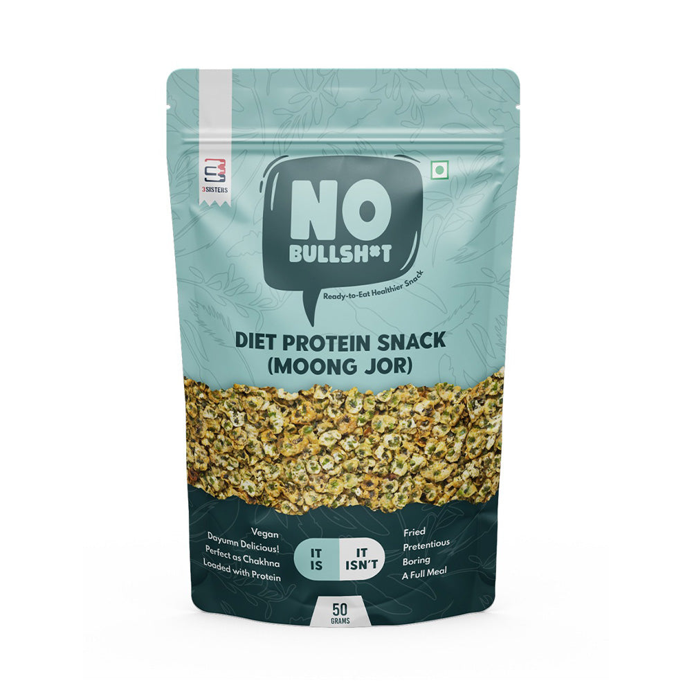 3 Sisters (NO Bullshit) Healthier Snacks - Diet Protein Snack - Moong Jor (Pack of 5)