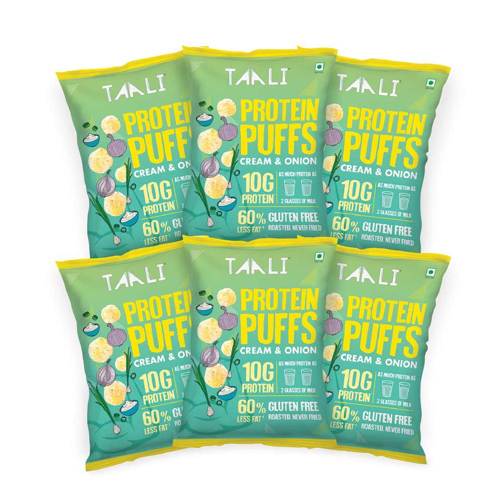 Taali Protein Puffs Cream &amp; Onion (60gms x 6)-Boozlo