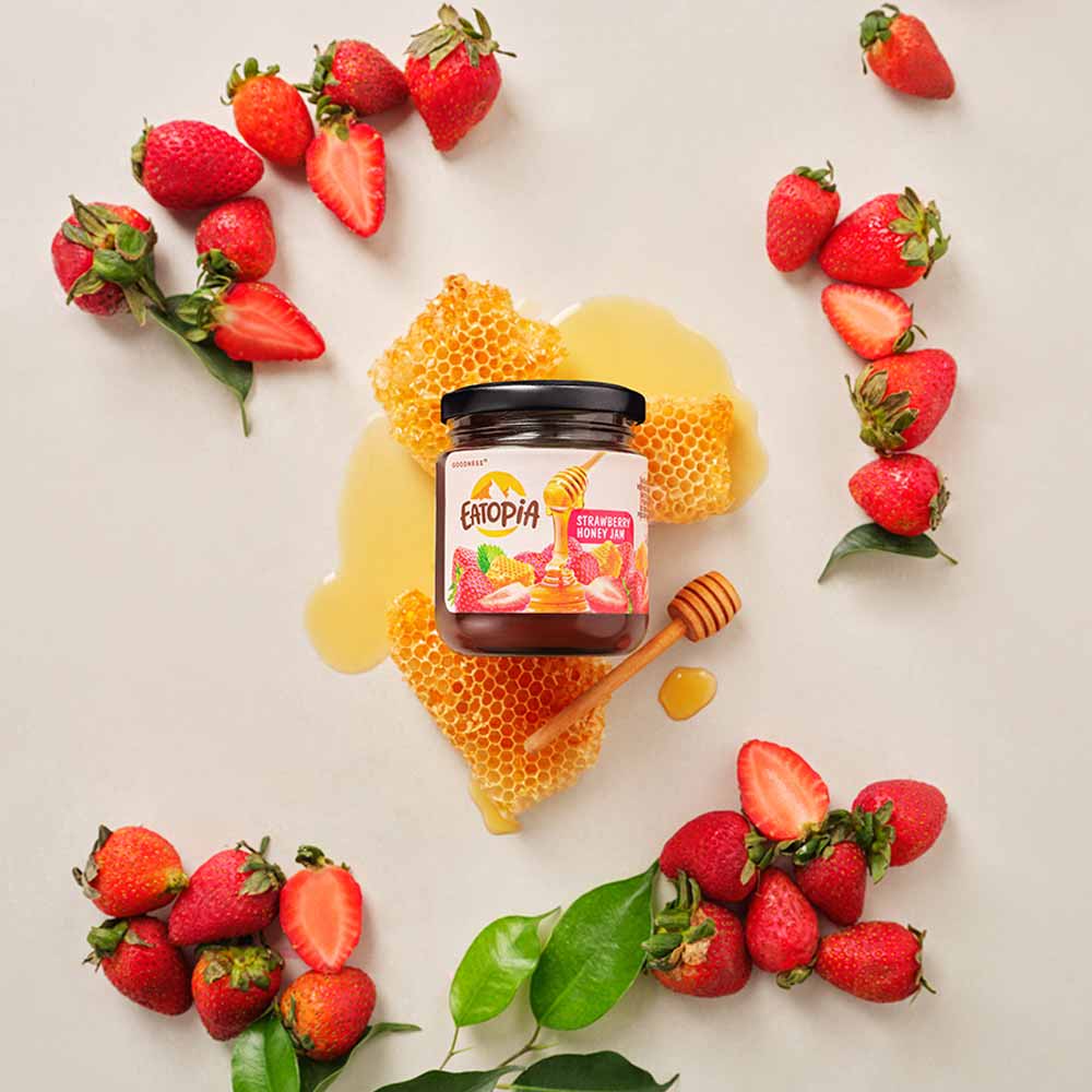 Eatopia Strawberry Honey Jam-240gms-Honey-Boozlo