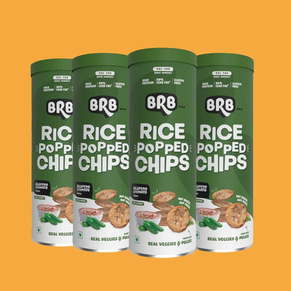 BRB Rice Popped Chips Jalapeno &amp; Tomato (box of 4)-Rice Popped Chips-Boozlo