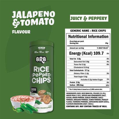 BRB Rice Popped Chips Jalapeno &amp; Tomato (box of 4)-Rice Popped Chips-Boozlo