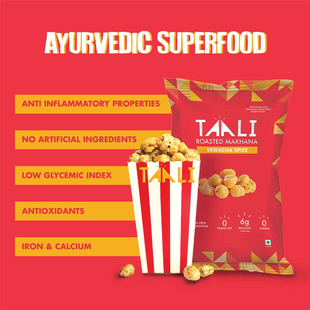 Taali Roasted Makhana Sriracha Spice (60gms x 3)-Boozlo