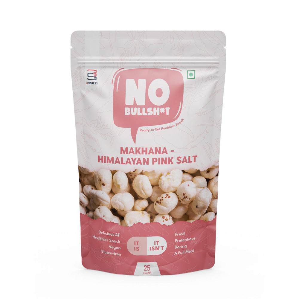 3 Sisters (NO Bullshit) Healthier Snacks - Makhana Himalayan Pink Salt (Pack of 5)