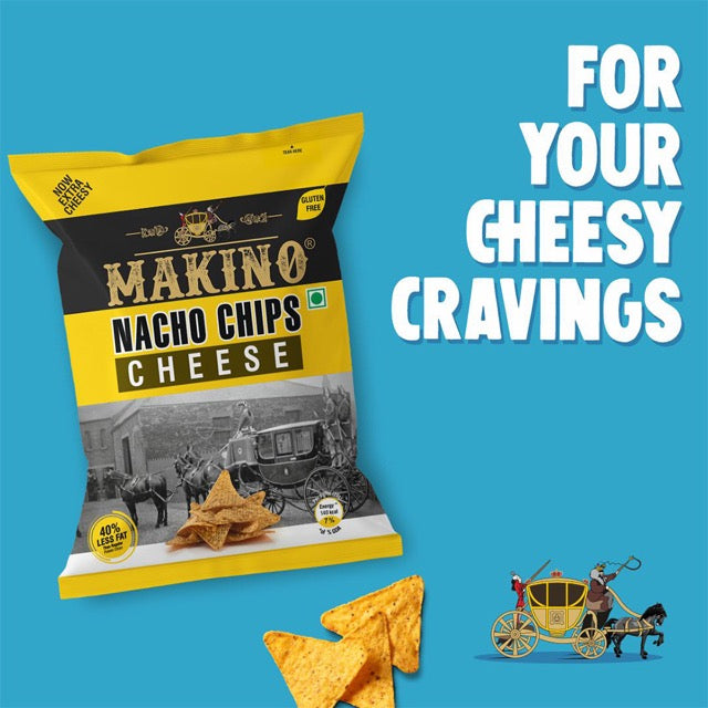 Makino Cheese Nacho Chips - 60gms (Pack of 6)-Boozlo