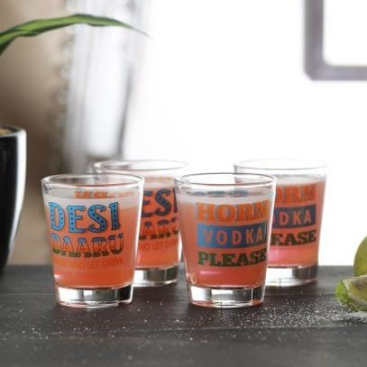 Ek Do Dhai Horn Vodka Please Shot Glass - 60ml (set of 4)