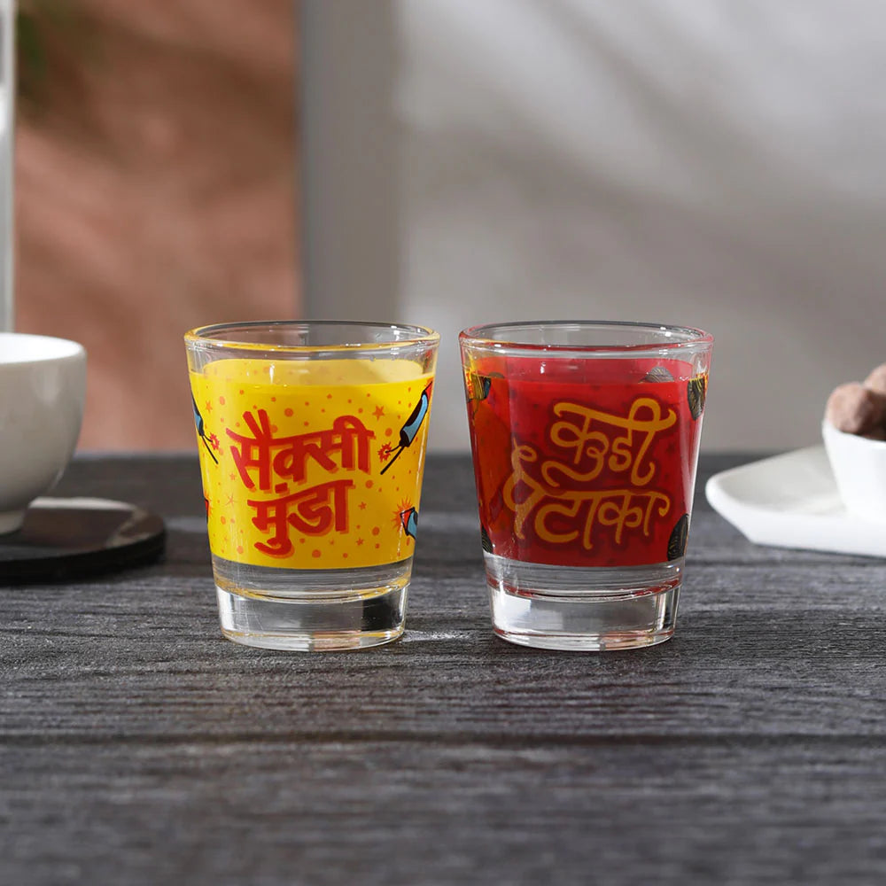 Ek Do Dhai Kuri Pataka-Sexy Munda Shot Glass- 60ml (Set of 2)