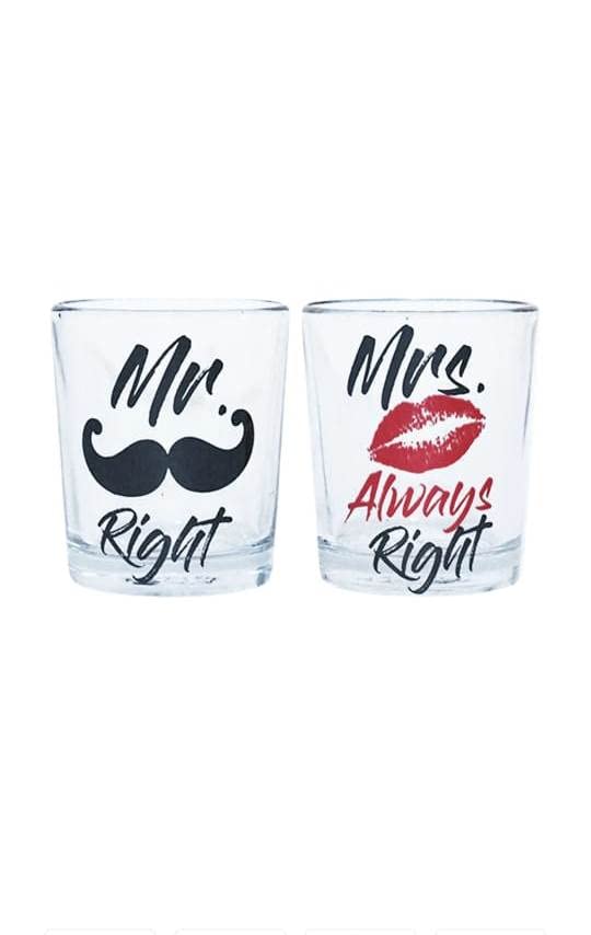 Ek Do Dhai Mr &amp; Mrs Shot glass - 60ml (Set of 2)