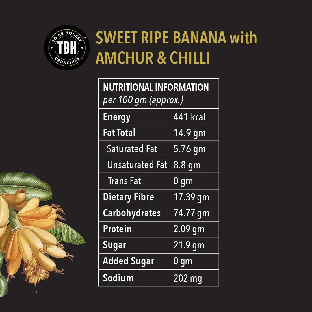 TBH Sweet Ripe Banana Chips - 90gms each (Pack of 3)-Healthy Snacks-Boozlo